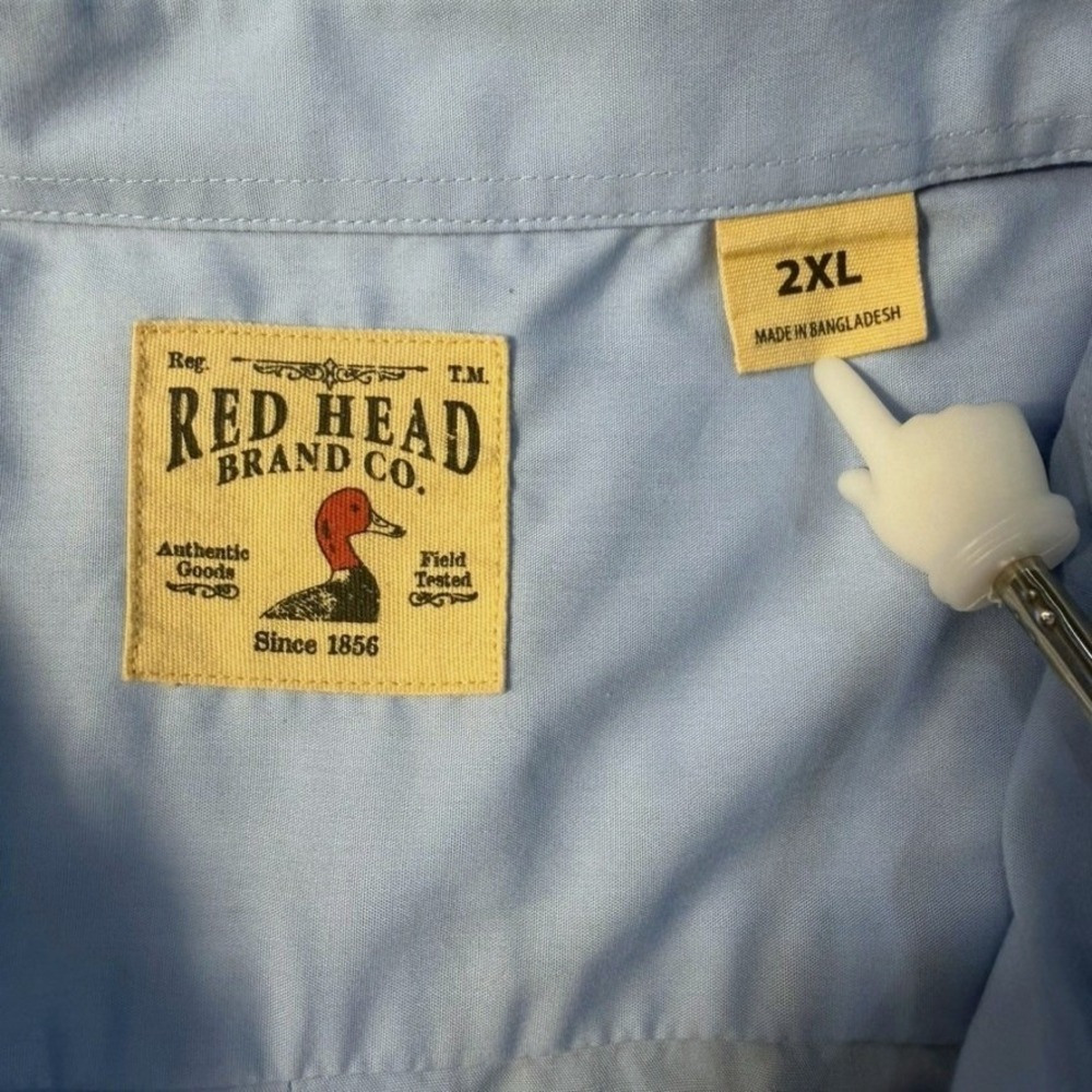 RedHead Light Blue Short Sleeve Button Up Shirt Men's Size 2XL 100% Cotton - Picture 3 of 7